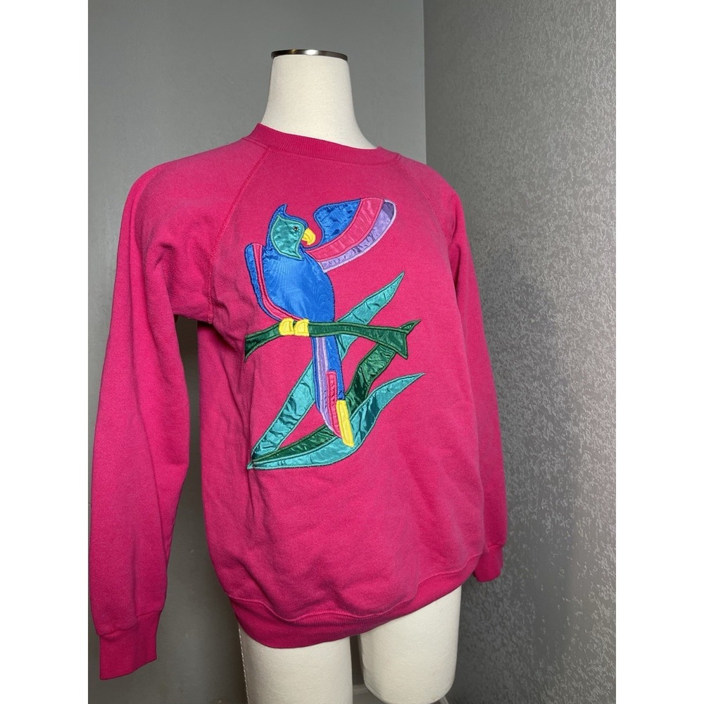 Vintage Tropical Bird Abstract Art Embroderied Sweater
